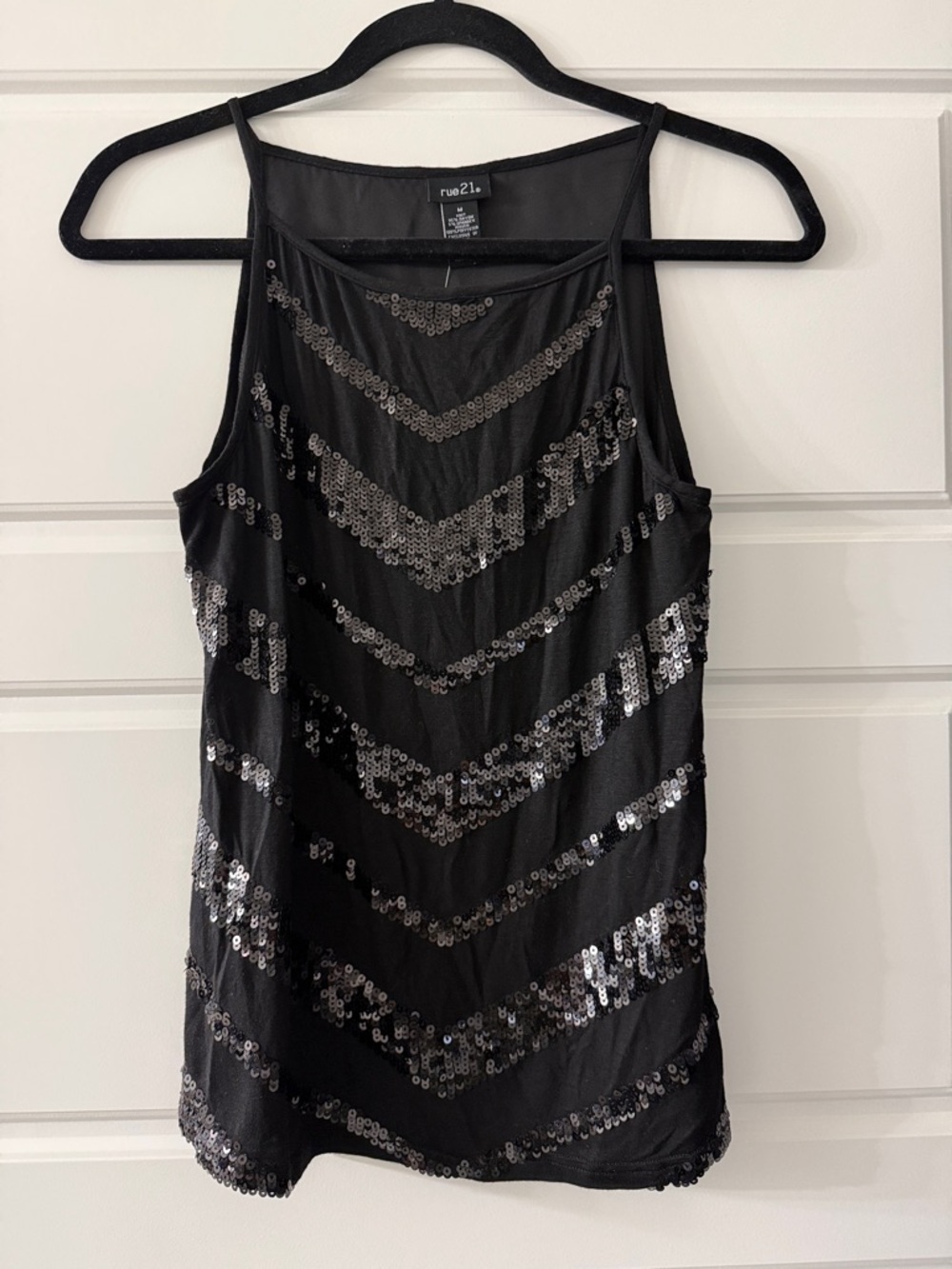Rue21 Black Sequin Chevron Tank Top